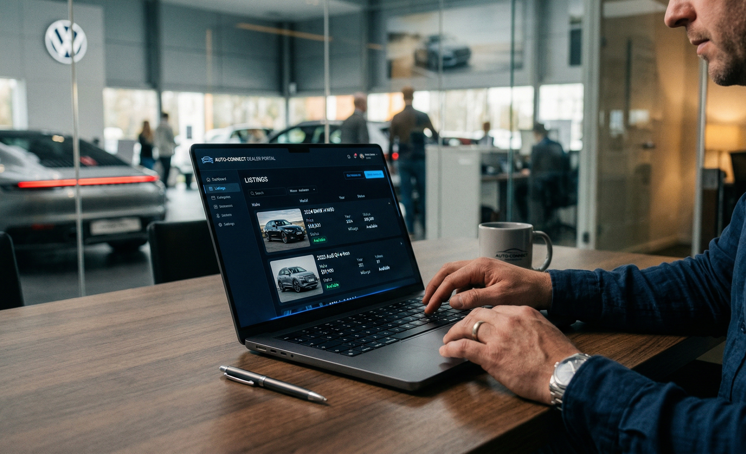 Autegro Interface auf einem Laptop in einem Autohaus